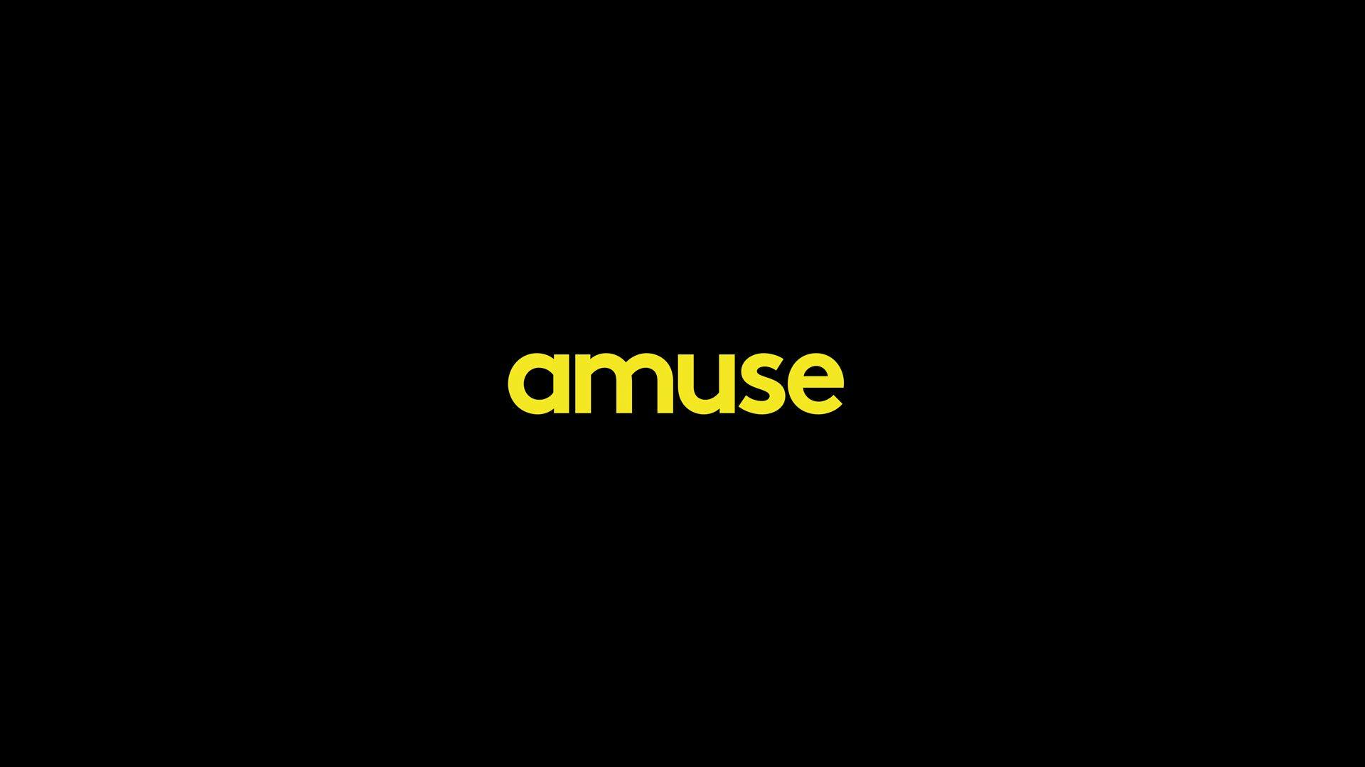 Amuse yellow logo on black background