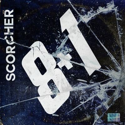 A cracked screen with the text "8+1" and the artists name, "Scorcher"